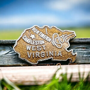 West Virginia State Map Charleston Huntington Hat Lapel Pin